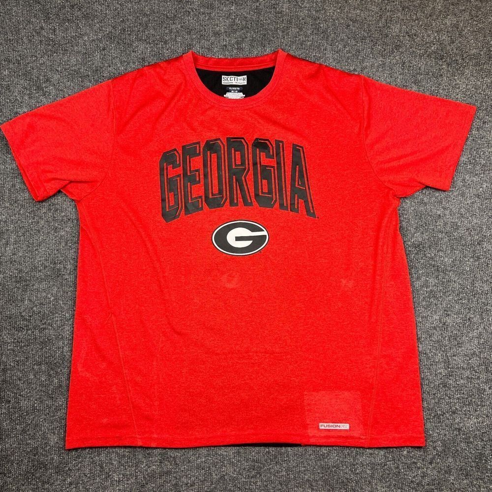 Majestic Section 101 University of Georgia T Shirt Adult XL Spell Out Logo Tee